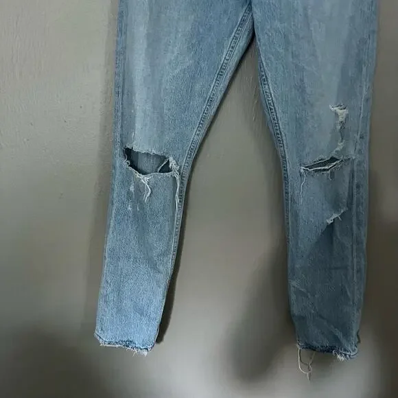 AGOLDE Riley High Rise Straight Crop Light Wash Size 26 casual ankle button fly - Picture 3 of 8